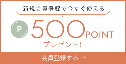 新規会員登録で今すぐ使える500POINTプレゼント